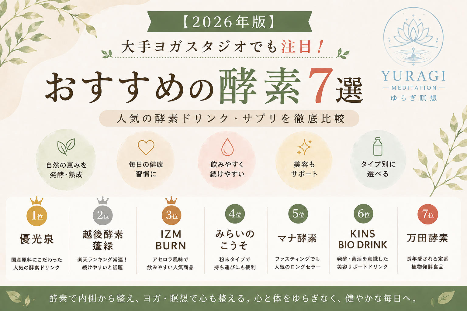 【2026年版】大手ヨガスタジオでも注目！おすすめの酵素7選｜人気の酵素ドリンク・サプリを比較